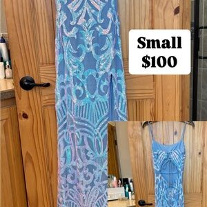 Blue and Pink Patterned Dress